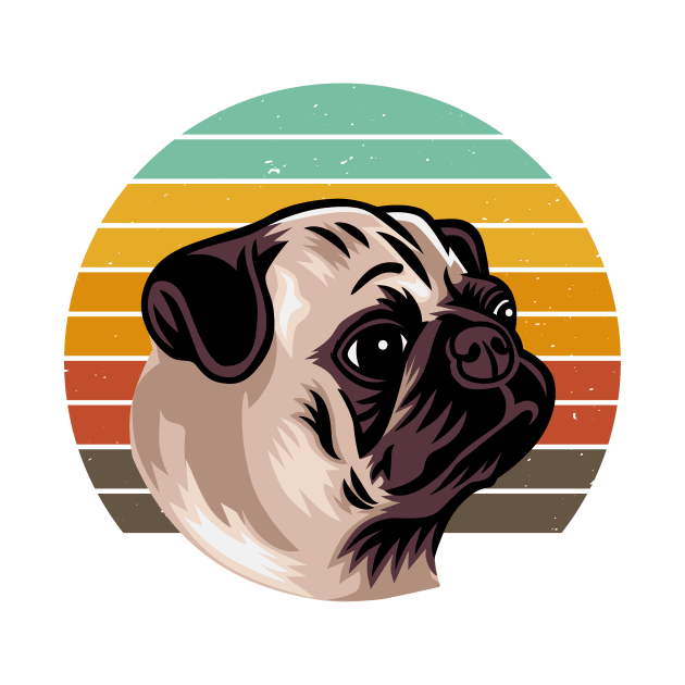 Pug Dog Retro Sunset by edwardecho