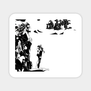 Black and White Magic. Science fiction female figure art. Magnet