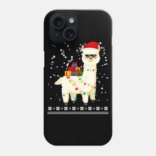 Christmas Llama Santa Hat Ugly Xmas Tree Alpaca Phone Case