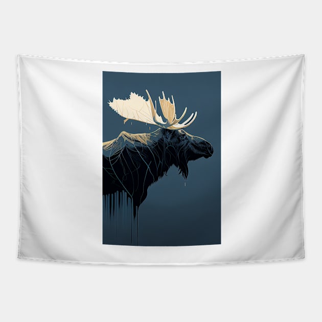 Swedish Minimalism Moose Abstract Artwork Tapestry by Abili-Tees