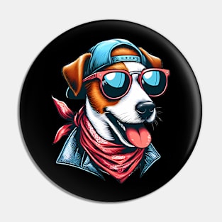 Funny Jack Russell Terrier with Sunglasses Pin