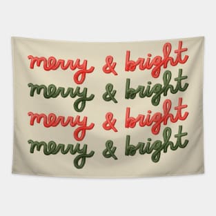 Merry and Bright Christmas Print Tapestry