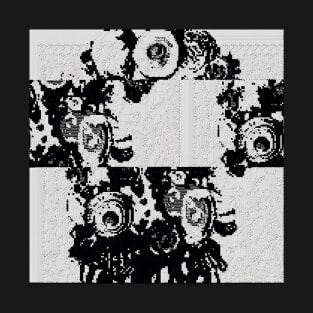 Eldrich Creepy Glitch Art Abstract Glitchcore Black and White T-Shirt