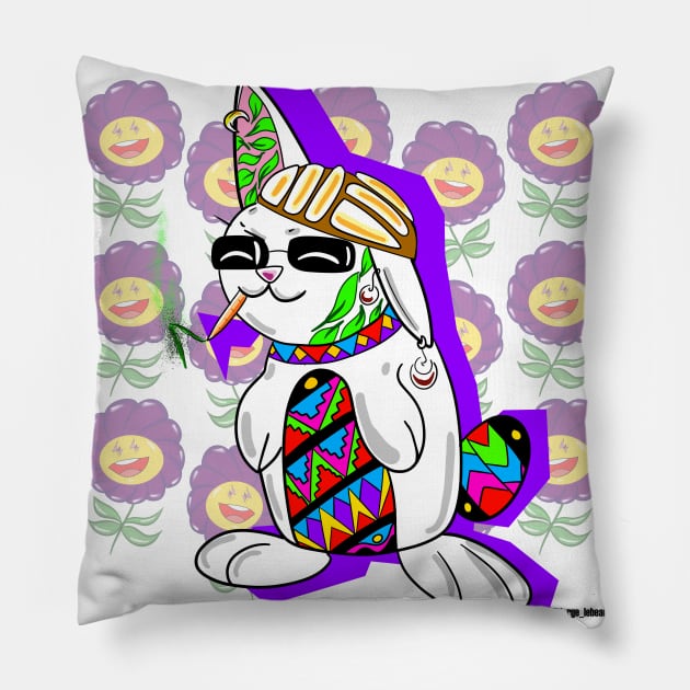 hops the bad Easter bunny Pillow by jorge_lebeau