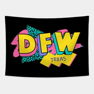 Dallas Ft. Worth, Texas Retro 90s Logo Tapestry