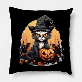 Angry Cat Funny Hallowen Spooky Gift Pillow