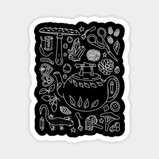 "Goblin Cottagecore" Dark Forest Mushroom Teapot Doodles Magnet