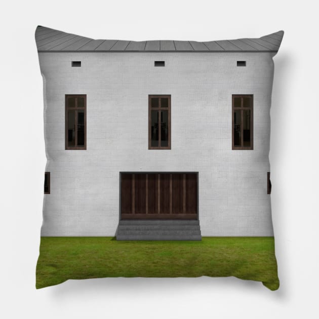 Strange mysterious House Classical Architecture Pillow by lostnprocastinating