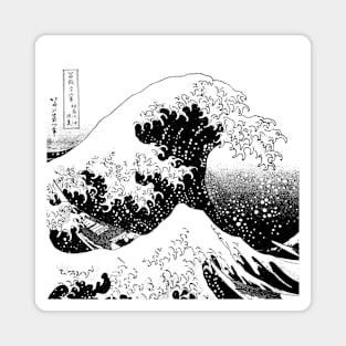 The Great Wave off Kanagawa - Black and White Magnet