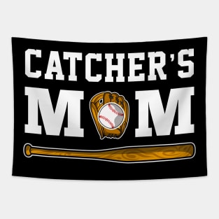 Funny Catchers Mom Baseball Tapestry