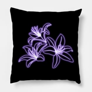 Violet Neon Lys Flowers Pillow