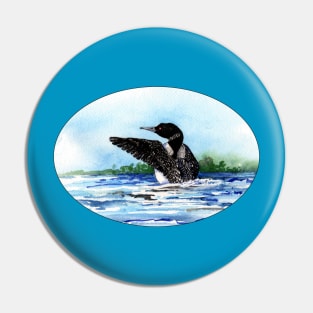 Watercolor Loon Pin