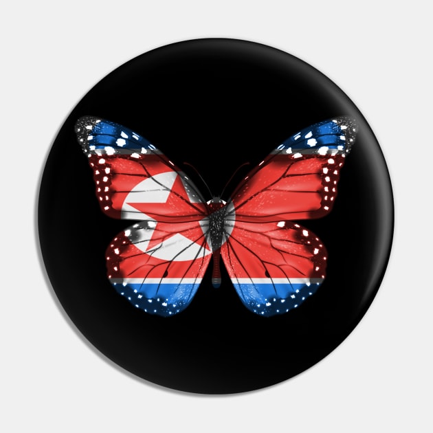 North Korean Flag  Butterfly - Gift for North Korean From North Korea Pin by Country Flags