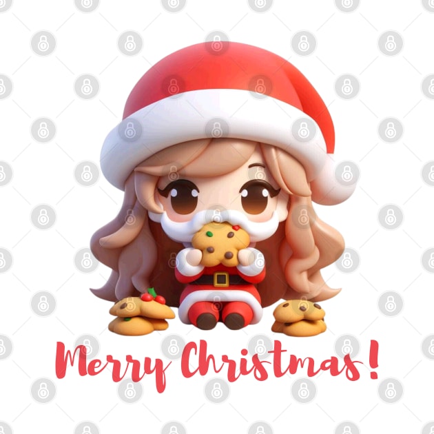 Chibi Kawaii Santa Claus Eating Cookies by Etopix