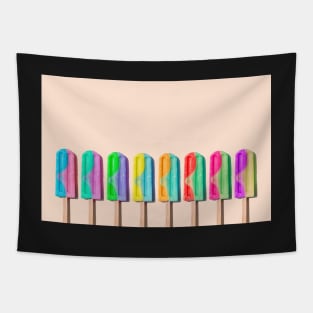 Row of rainbow-colored icecream lollies Tapestry