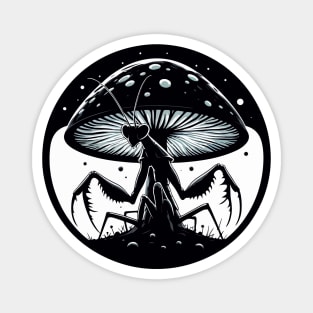 Monochromatic Praying Mantis in Mushroom Garden Magnet