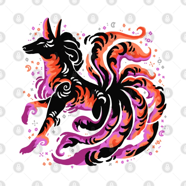 Lesbian Flag Kitsune by Things By Diana