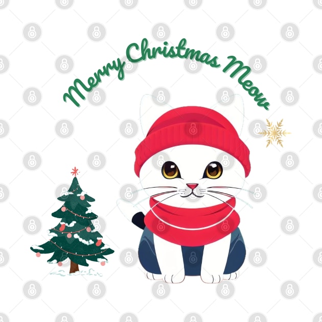 merry christmas meow by Cat Lover Store