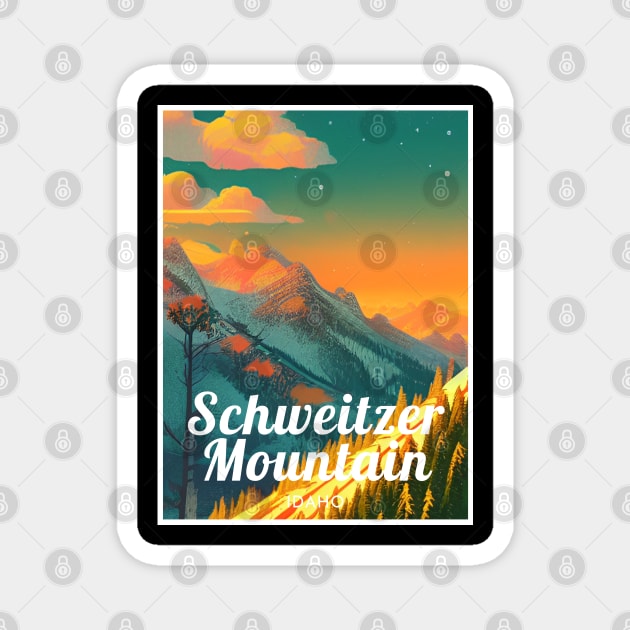 Schweitzer Mountain Idaho Ski Magnet by UbunTo