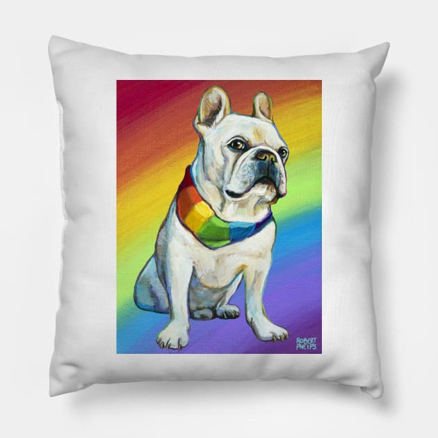 Bruley the Frenchie by Robert Phelps Pillow by RobertPhelpsArt