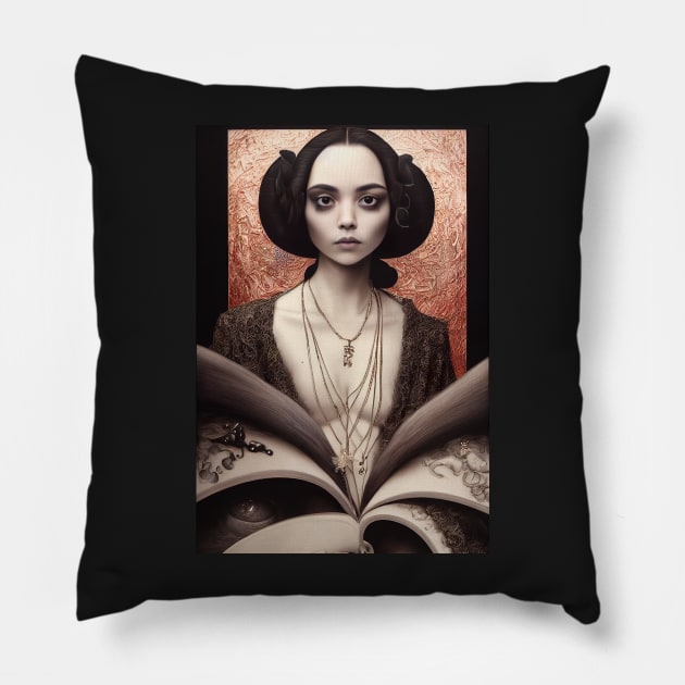 Dark fantasy book Pillow by ai1art