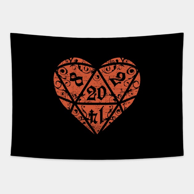 I Heart D20 Tapestry by artlahdesigns