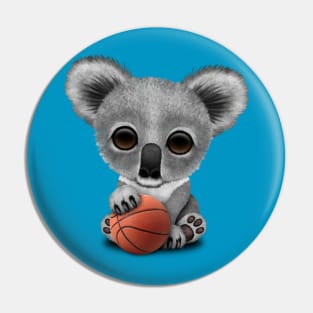 Cute Baby Koala Playing With Basketball Pin