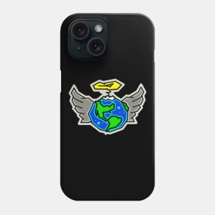 Planet Earth Angel with a Halo and Wings - Angelic Gaia - Earth Angel Phone Case