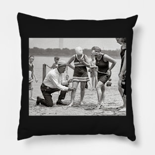 Beach Police, 1922. Vintage Photo Pillow