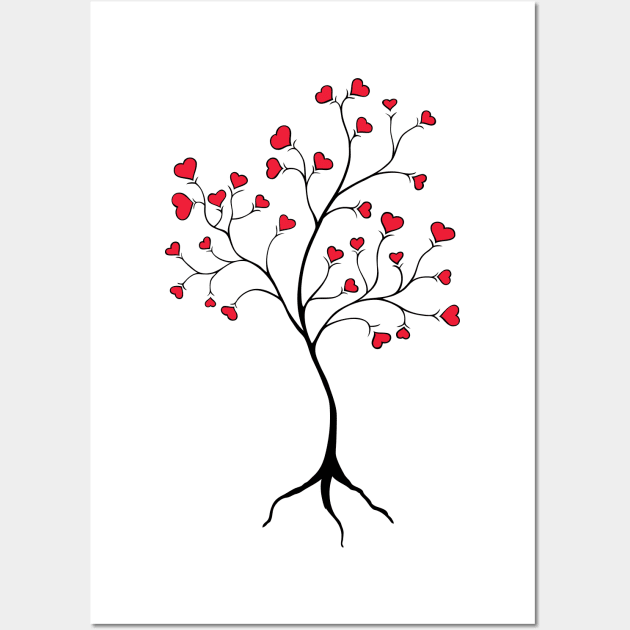 Photo & Art Print Red heart shaped tree