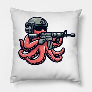 Tactical Octopus Adventure Tee: Where Intelligence Meets Style Pillow