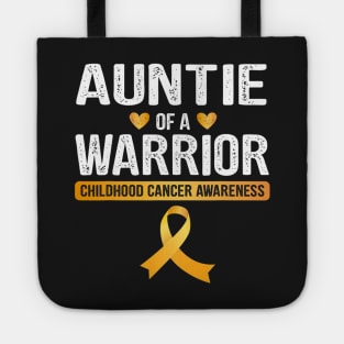 Auntie Of A Warrior Childhood Cancer Ribbon Tote