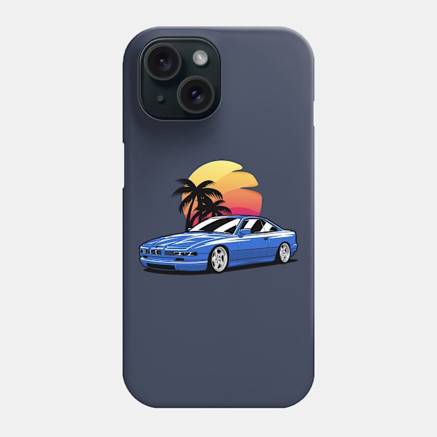 Blue E31 850 Palms Sunset Phone Case by KaroCars