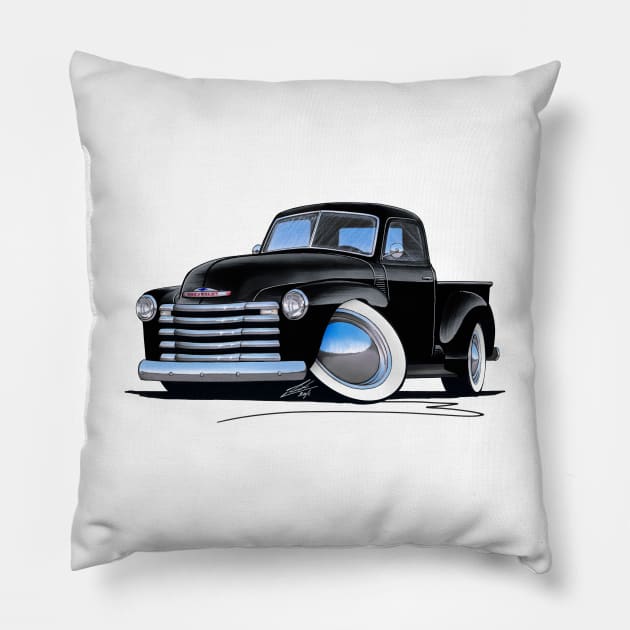 Chevy 3100 Pick-Up Black Pillow by y30man5