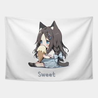 Chibi eat ice cream Tapestry