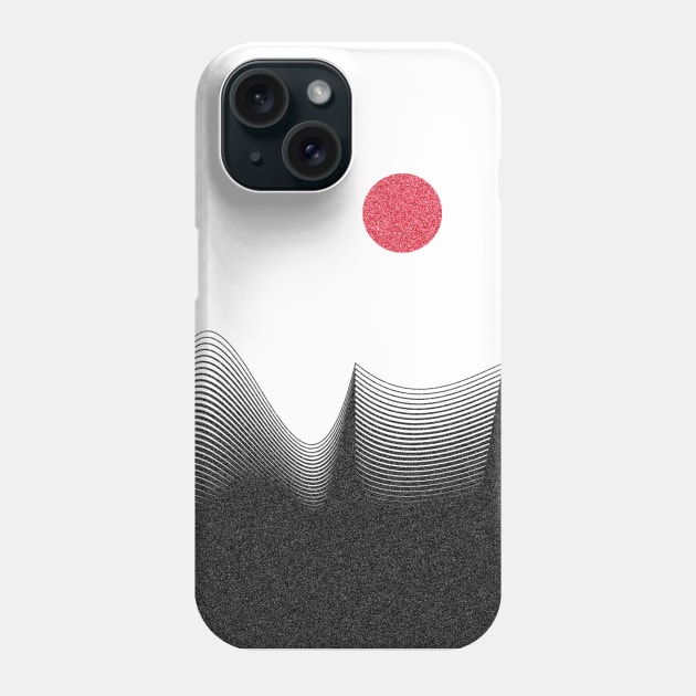 Waves underneath a red sun - geometric minimalist abstract design Phone Case by Liam Warr