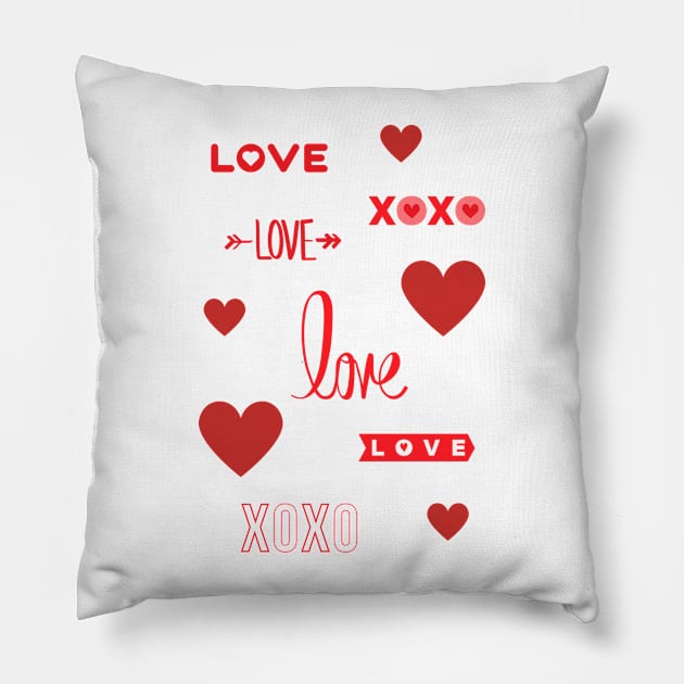 Love and Hearts and Stuff Pillow by Annalaven