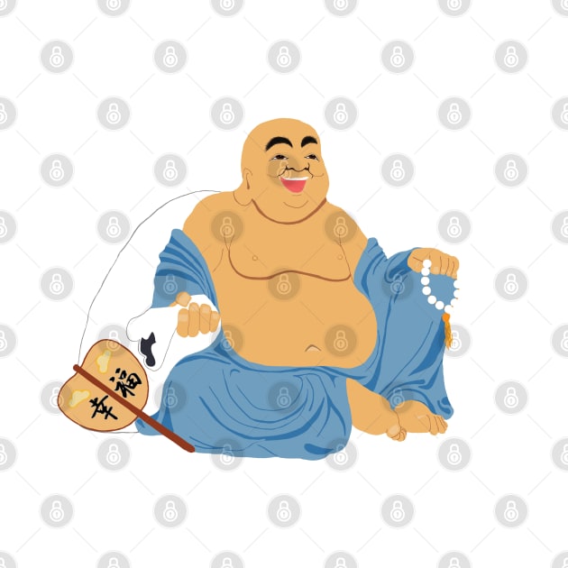 Hotei Shichifukujin God of Happiness laughing Buddhist monk by TanoshiiNeko