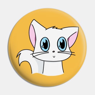 Cute White Cat With Blue Eyes Pin