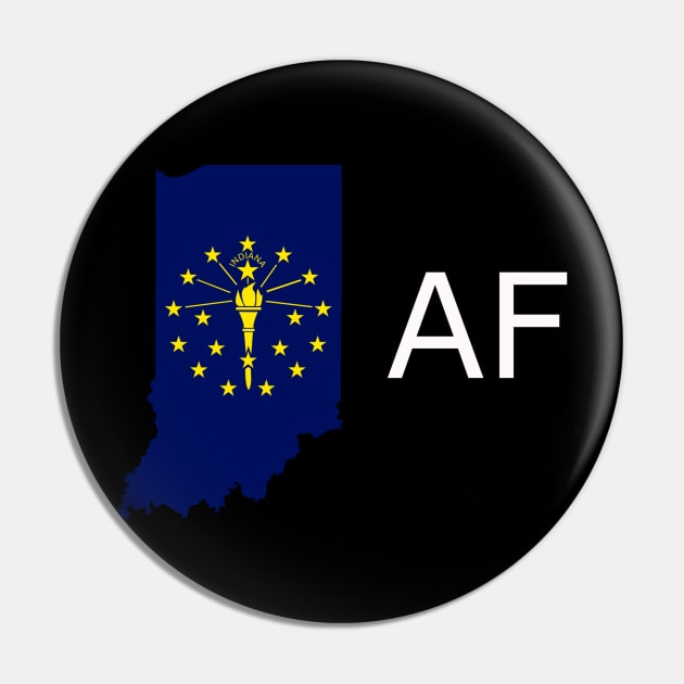 Indiana Flag State Outline AF (white) Pin by Big Term Designs