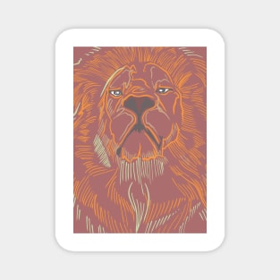 Lion head digital hand drawn illustration Magnet