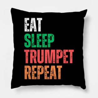 Vintage Eat Sleep Trumpet Repeat Pillow