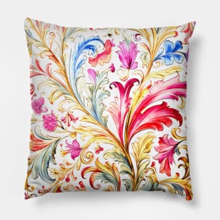 Fancy Watercolor Florentine Style Pattern Pillow