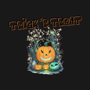 Trick 'R Treat Glowing Pumpkin in Enchanted Forest T-Shirt