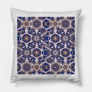 Beige, blue pattern Pillow