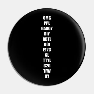 Abbreviations - Internet slang appeal Pin