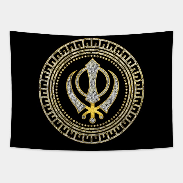 Decorative Khanda symbol with gemstones Tapestry by Nartissima