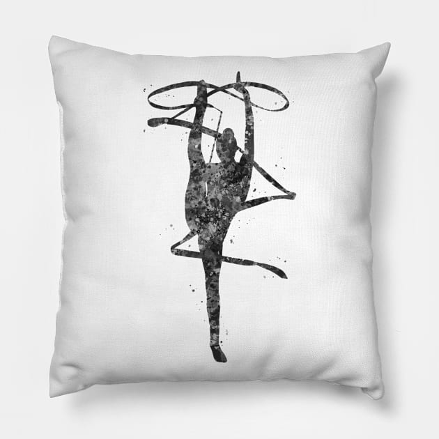 Rhythmic gymnastics black and white Pillow by Yahya Art