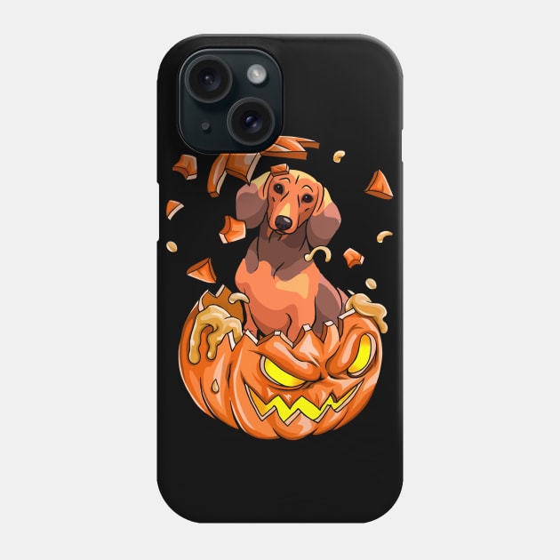 Dachshund In The Pumpkin tshirt halloween costume funny gift t-shirt Phone Case by American Woman