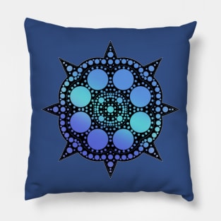 Star Circle Gradient Mandala Blue Pillow